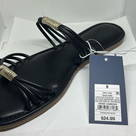 Universal Thread Women's Aura Two Band Slide Sandals Size 8 - Picture 2 of 5